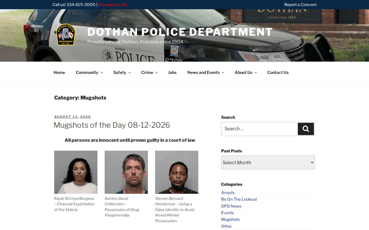 Dothan Police official busted mugshots publication for Houston County arrest records