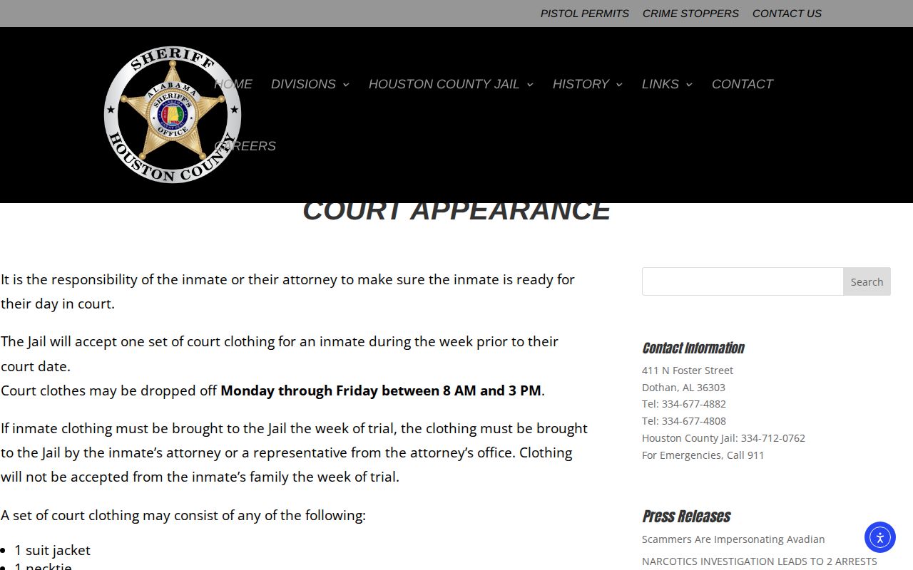 Houston County warrant and court appearance record guidance