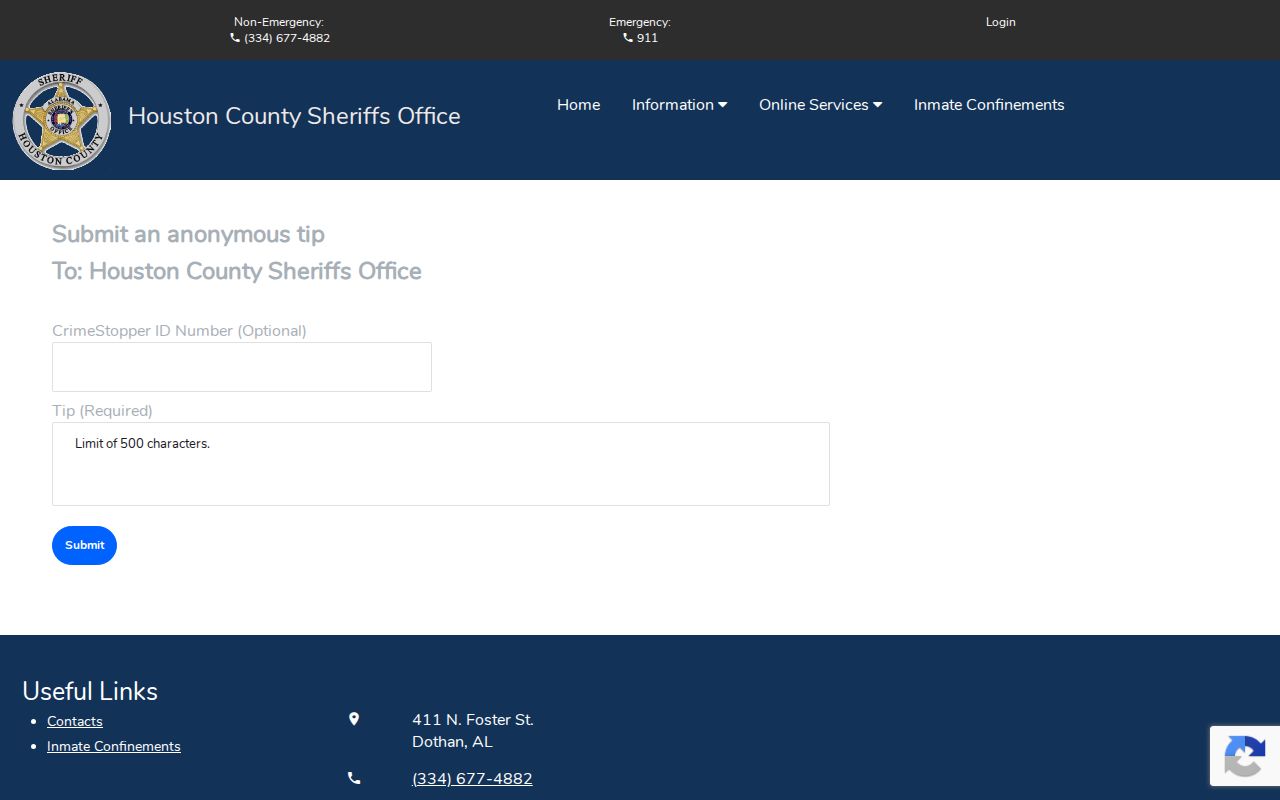 Houston County wanted fugitive official tip submission form